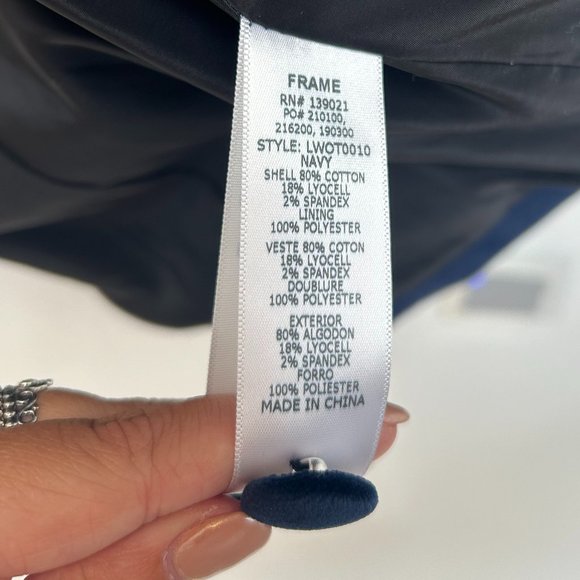 FRAME ATELIER Navy Velvet Blazer in Size L - Picture 8 of 8